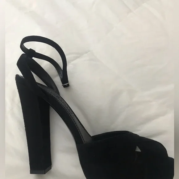 MINT! Ralph Lauren Purple Label Kabria Black Suede Heel - Picture 2 of 14